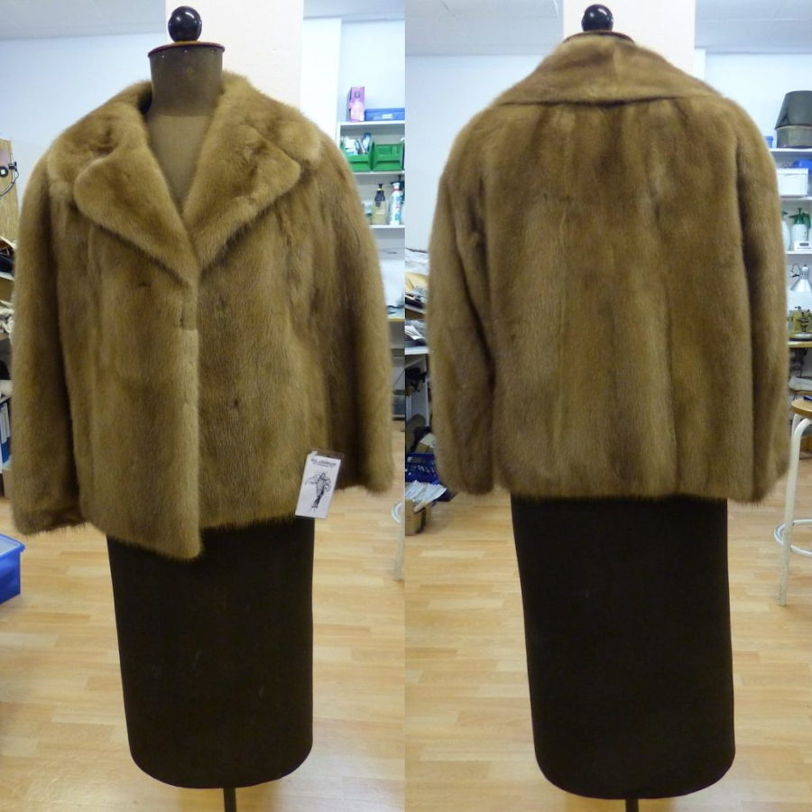 Ganzfellige gearbeitete Pastell Nerz Jacke.