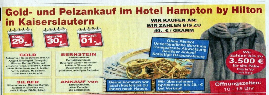 Pelzankauf Inserat