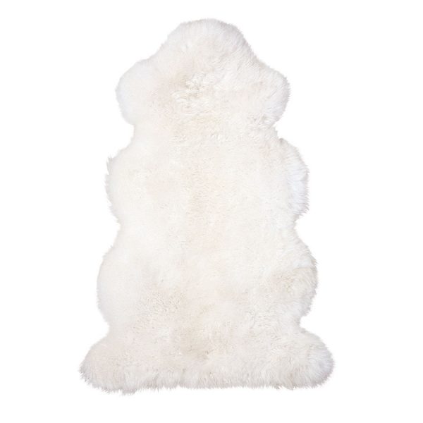 Einzelfell mit angenähtem Endteil aus australischen Premium Lammfellen naturweiß 140 x 68 cm