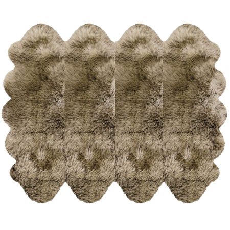 Fellteppich aus 8 australischen Premium Lammfellen braun mit hellbraunen Spitze 185 x 235 cm