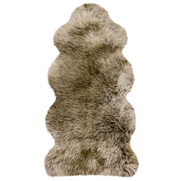 152-BS.jpg Einzelfell mit angenähtem Endteil aus australischen Premium Lammfellen braun mit hellbraunen Spitze 140 x 68 cm
