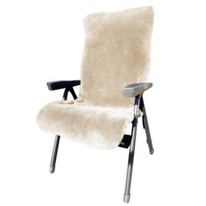 Camping- und Gartenstuhl-Lammfell-Auflagen in beige Camping- und Gartenstuhl-Lammfell-Auflagen in beige