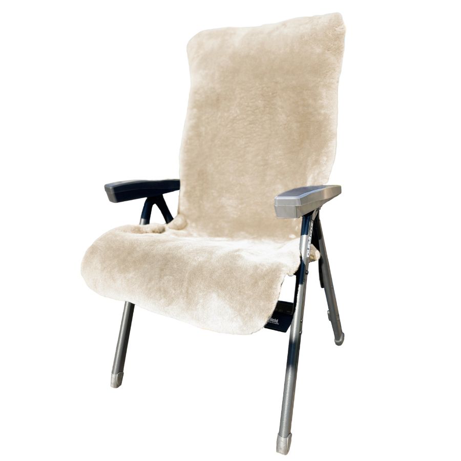 Camping- und Gartenstuhl-Lammfell-Auflagen in beige